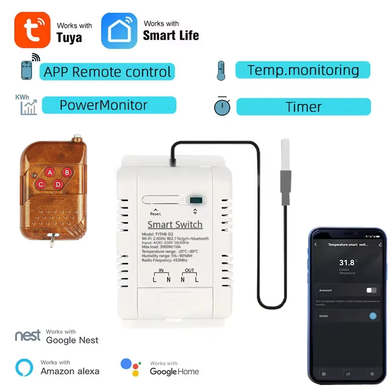 Sonoff Basic Switch - Tuya Wifi 16A/20A สมาร์ทอุณหภูมิความชื้นสวิทช์ Power Monitor