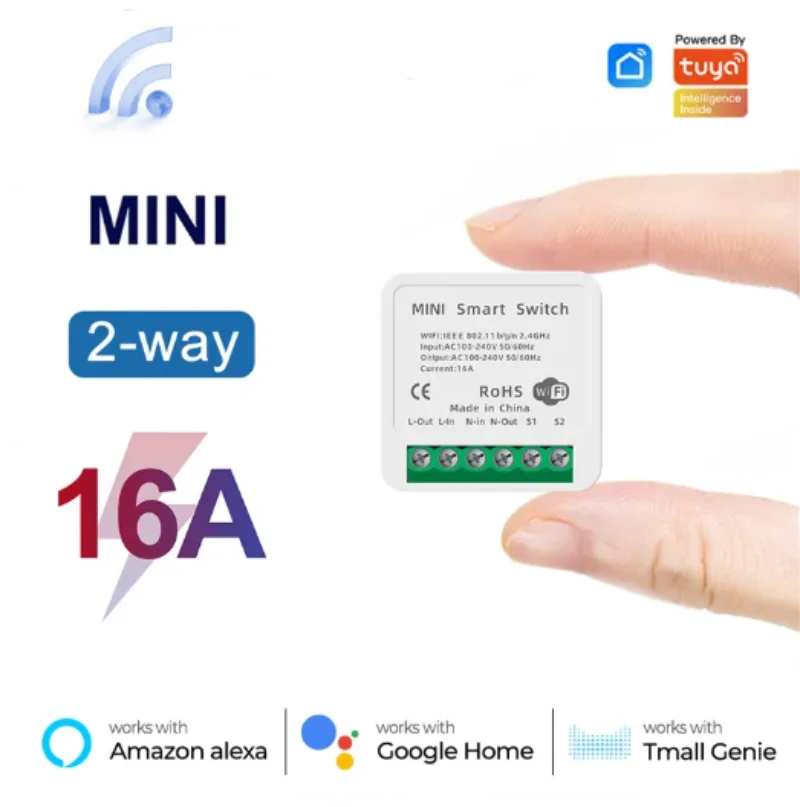 Home Automation Technology - Tuya มินิ16A สวิตช์ WIFI สมาร์ทไลฟ์แอปควบคุม2ทางบ้านอัจฉริยะอัตโนมัติโมดูลขัดจังหวะทำงานสำหรับ Alexa