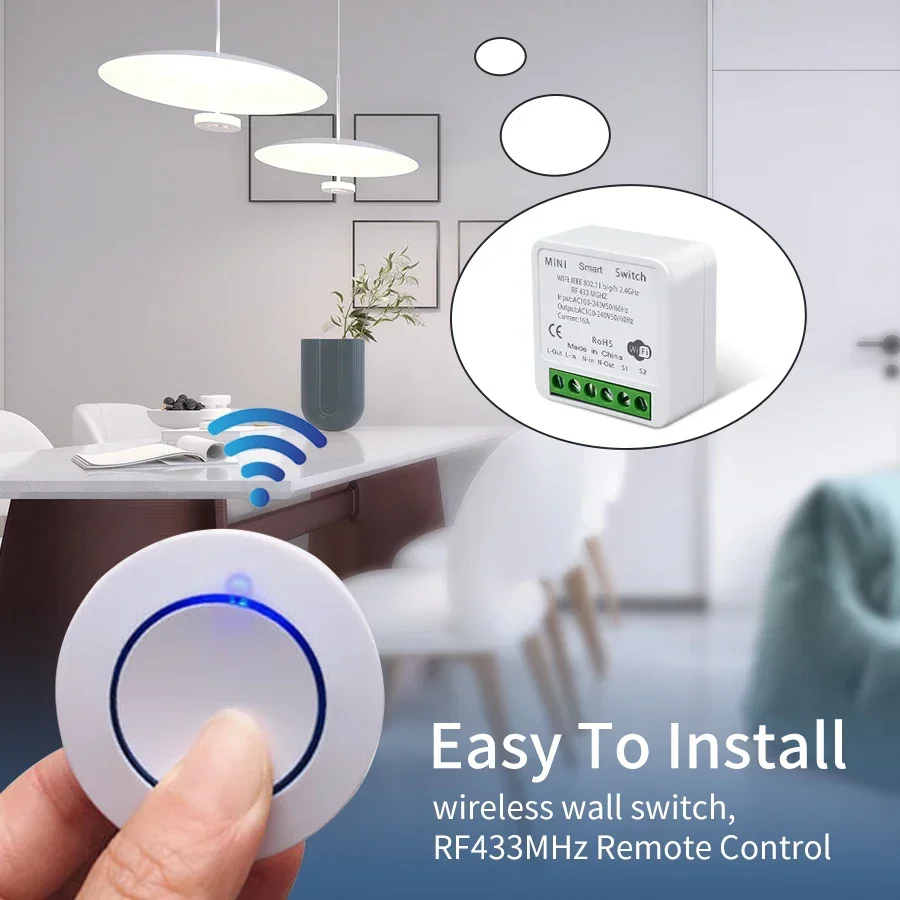 Sonoff Basic Switch - Tuya WiFi สมาร์ทสวิทช์ 16A RF433Mhz ไร้สาย