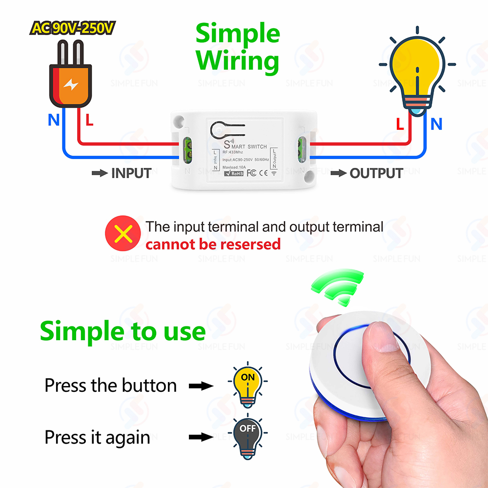 ไร้สาย RF433MHz รีโมทคอนโทรล A - Sonoff Basic Switch บทวิจารณ์และราคา